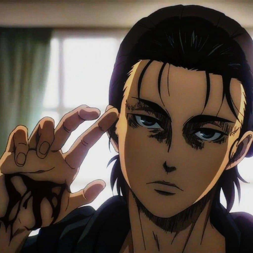 Eren Yeager, bloody hand, intense blue eyes, SD Desktop Wallpaper