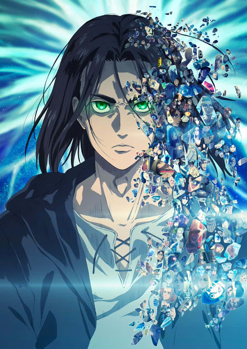 Eren Yeager, green eyes, dark hair, SD Phone Wallpaper