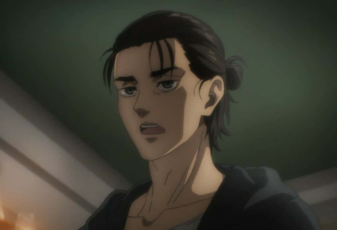Eren Yeager, hair bun, dark hair, SD Desktop Wallpaper