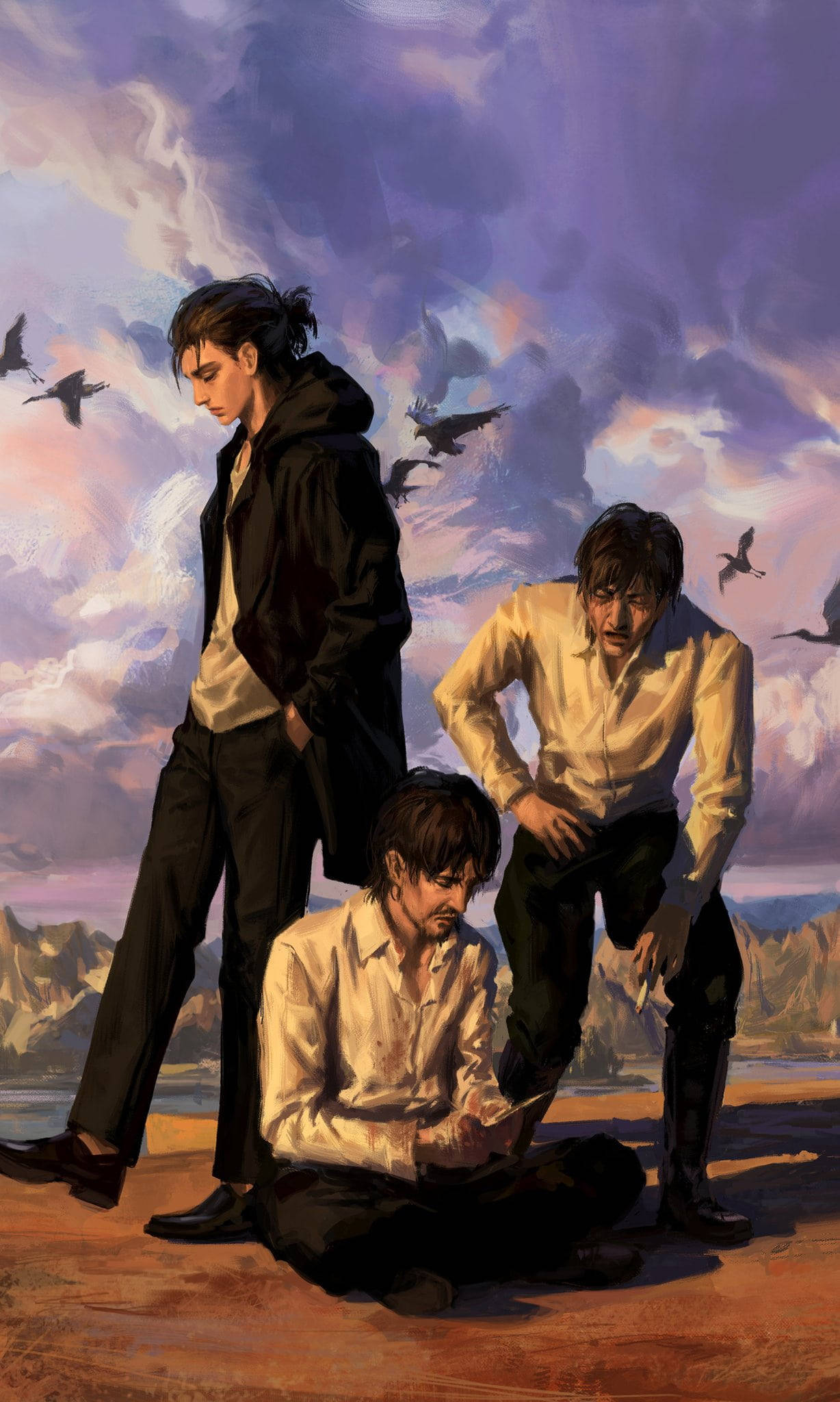 Eren Yeager, desert scene, purple sky, Full HD Phone Wallpaper