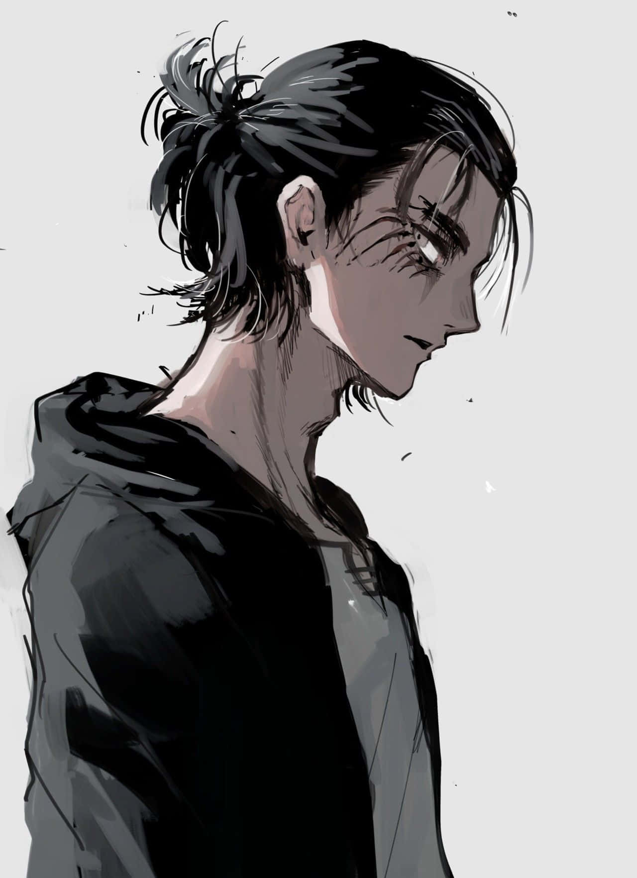 Eren Yeager, melancholic anime character, dark hair, HD Phone Wallpaper