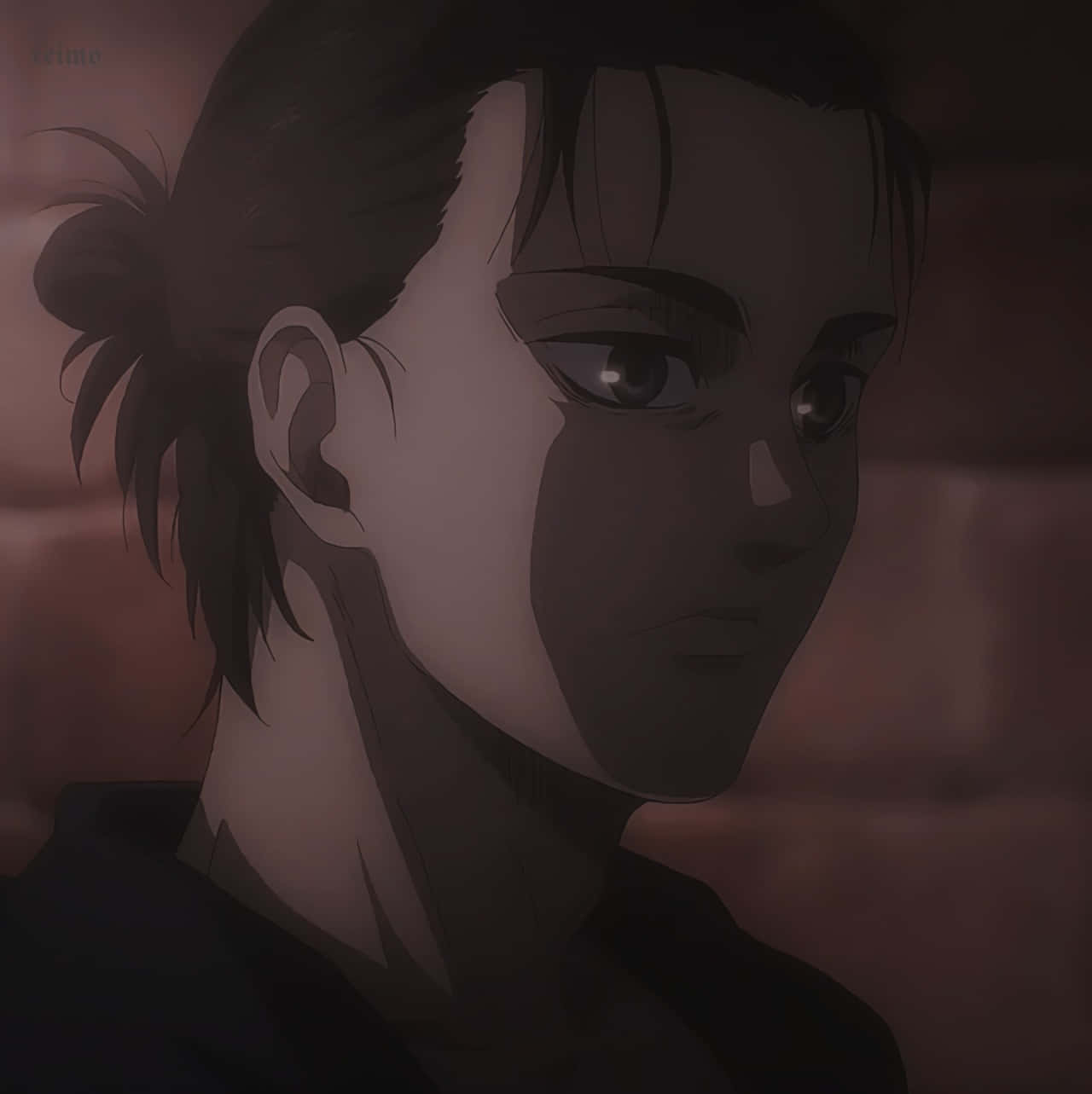 Eren Yeager, dark hair, bun, HD Phone Wallpaper