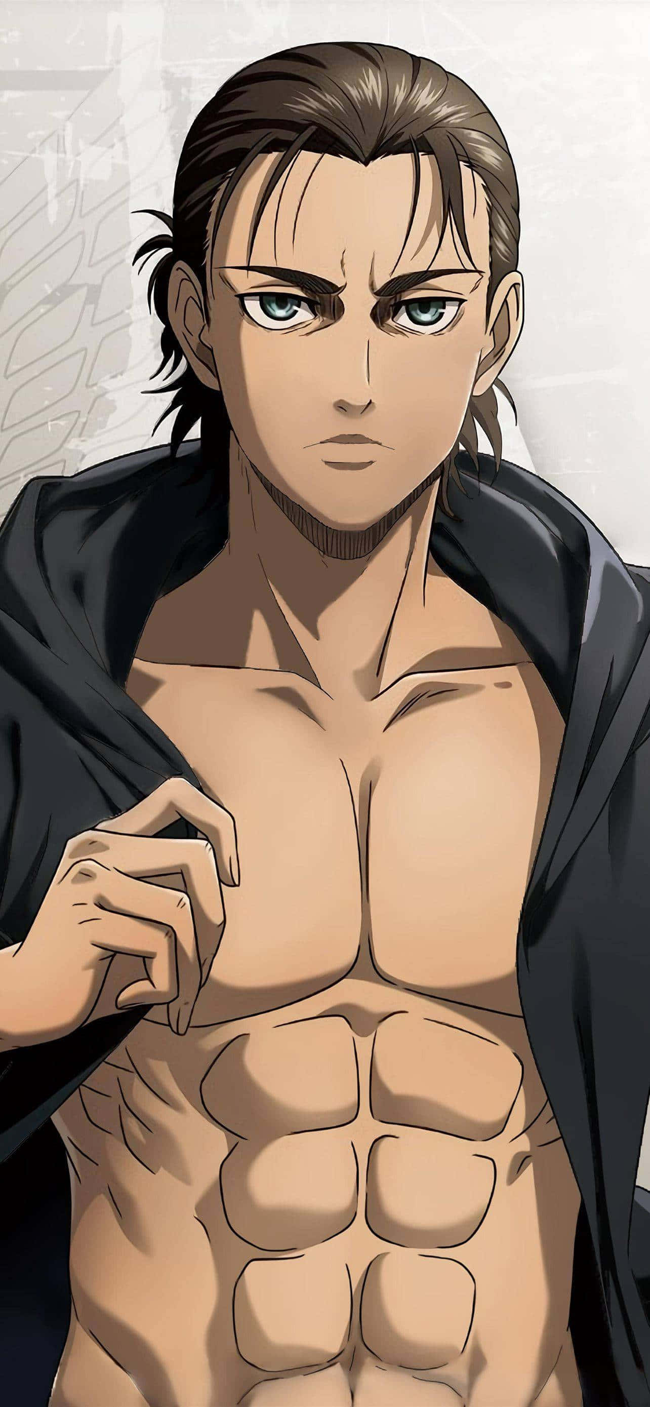 Eren Yeager, green eyes, brown hair, 2K Phone Wallpaper