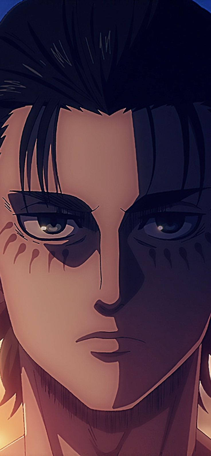 Eren Yeager, dark hair, tear-like markings, HD Phone Wallpaper