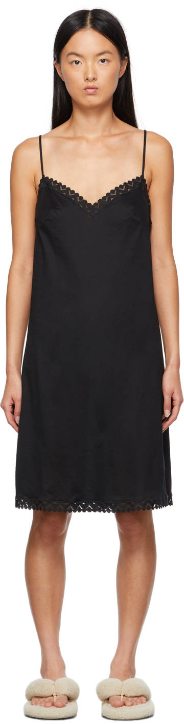 Eres, black lace-trimmed slip dress, fluffy white slippers, HD Phone Wallpaper