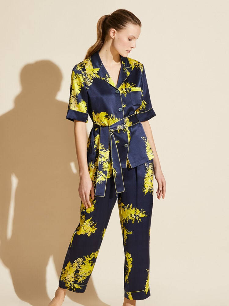 Eres, navy blue, yellow floral, SD Phone Wallpaper