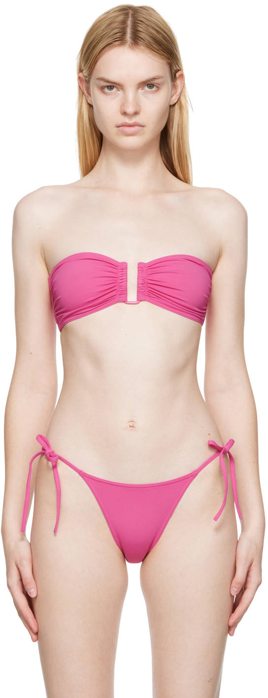 Eres, pink bandeau, blonde hair, HD Phone Wallpaper