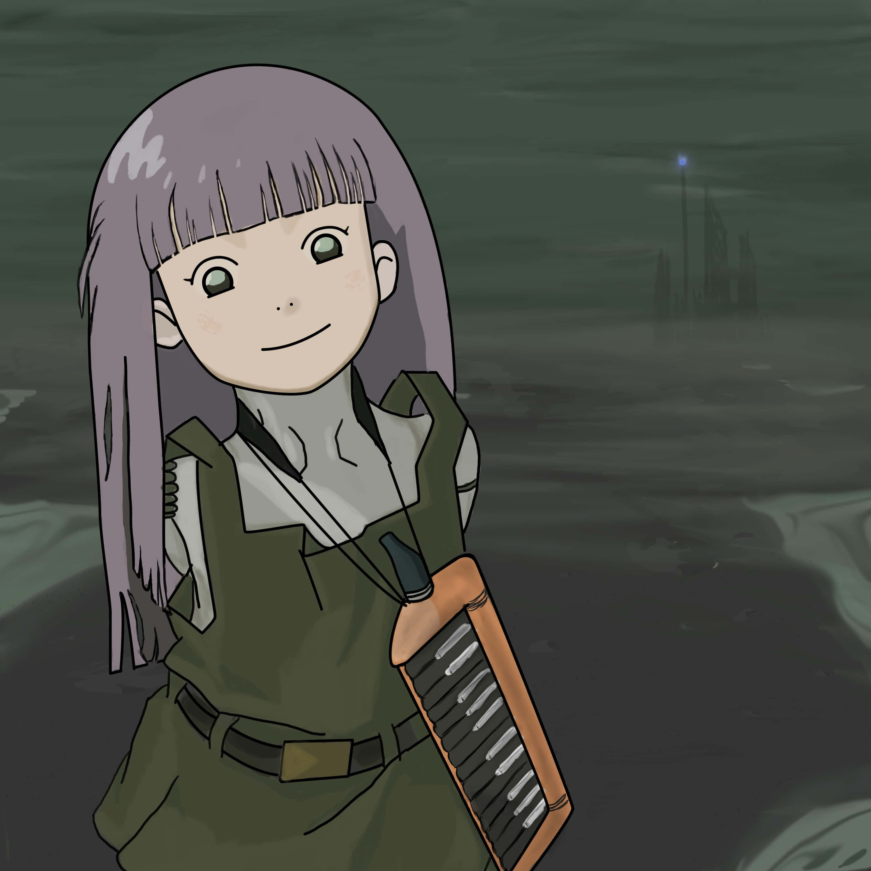 Pino, Ergo Proxy, purple hair, 2K Desktop Wallpaper