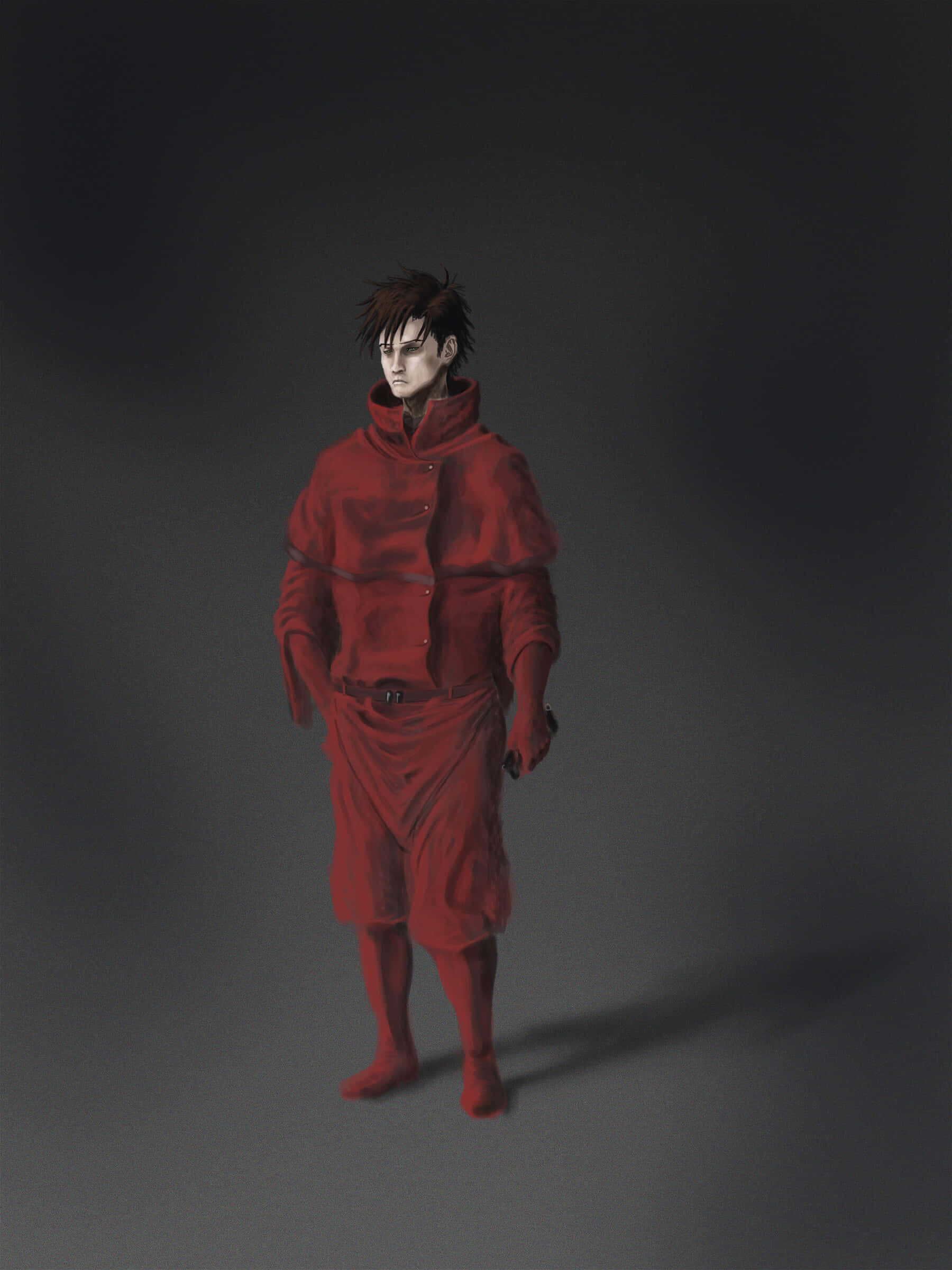 Vincent Law, Ergo Proxy, full red hooded outfit, Full HD Phone Wallpaper