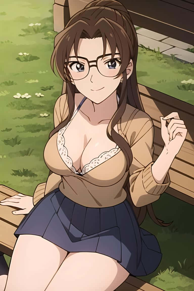 Eri Kisaki, animated lawyer, wooden bench, SD Phone Wallpaper