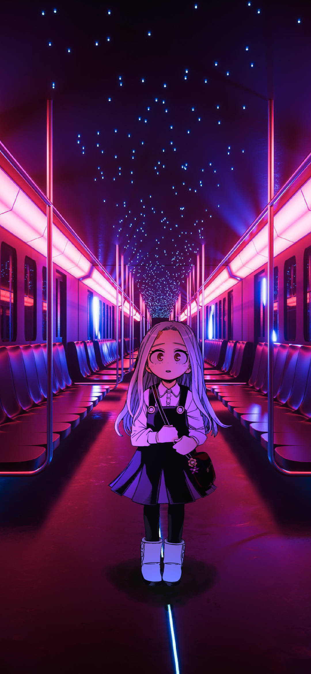 Eri, neon-lit subway car, neon pink, Full HD Phone Wallpaper