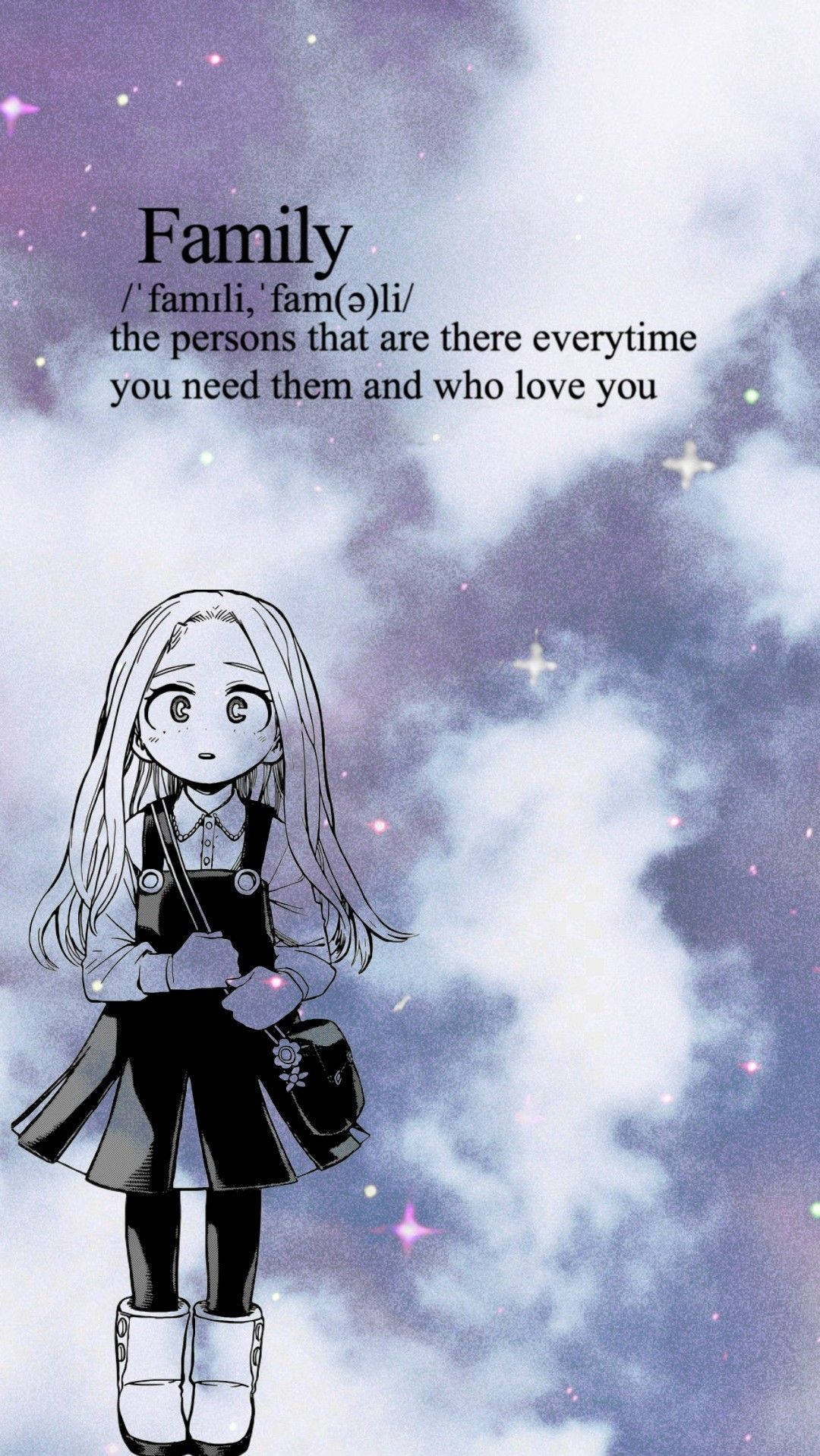 Eri, starry purple sky, clouds, HD Phone Wallpaper