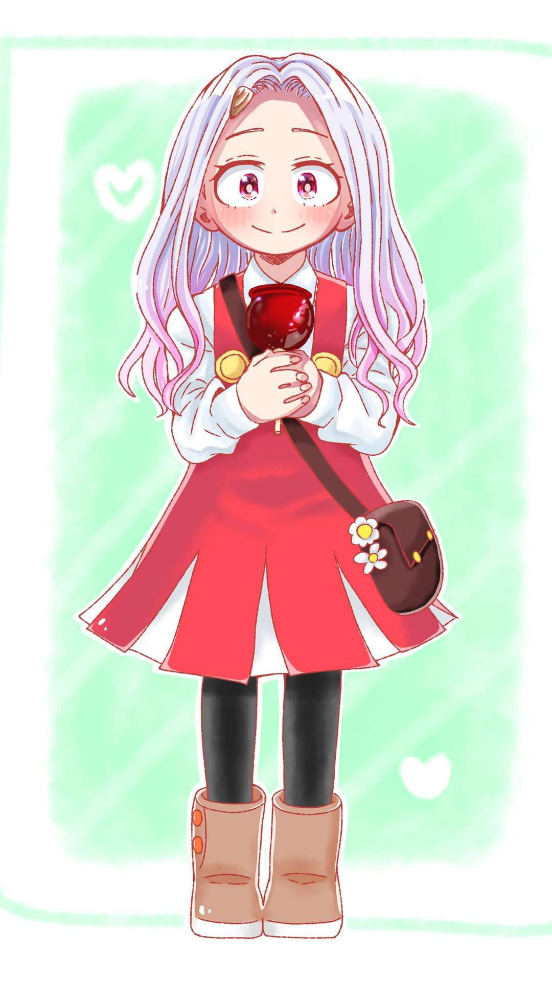 Eri, candied apple, silver hair, Full HD Phone Wallpaper