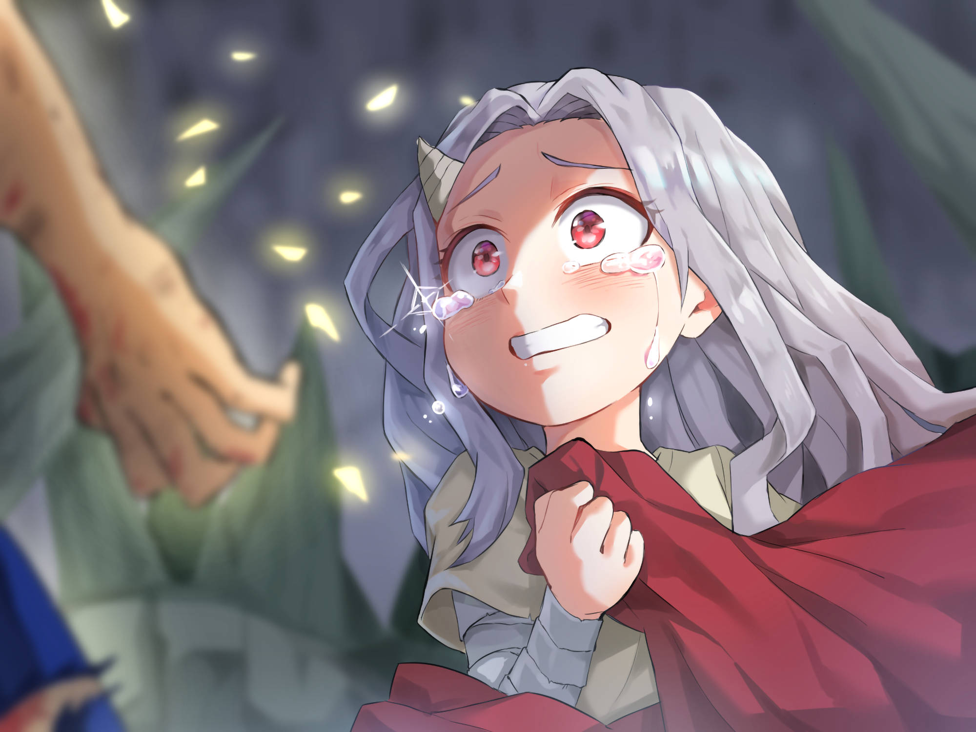 Eri, silver-haired, red eyes, Full HD Desktop Wallpaper