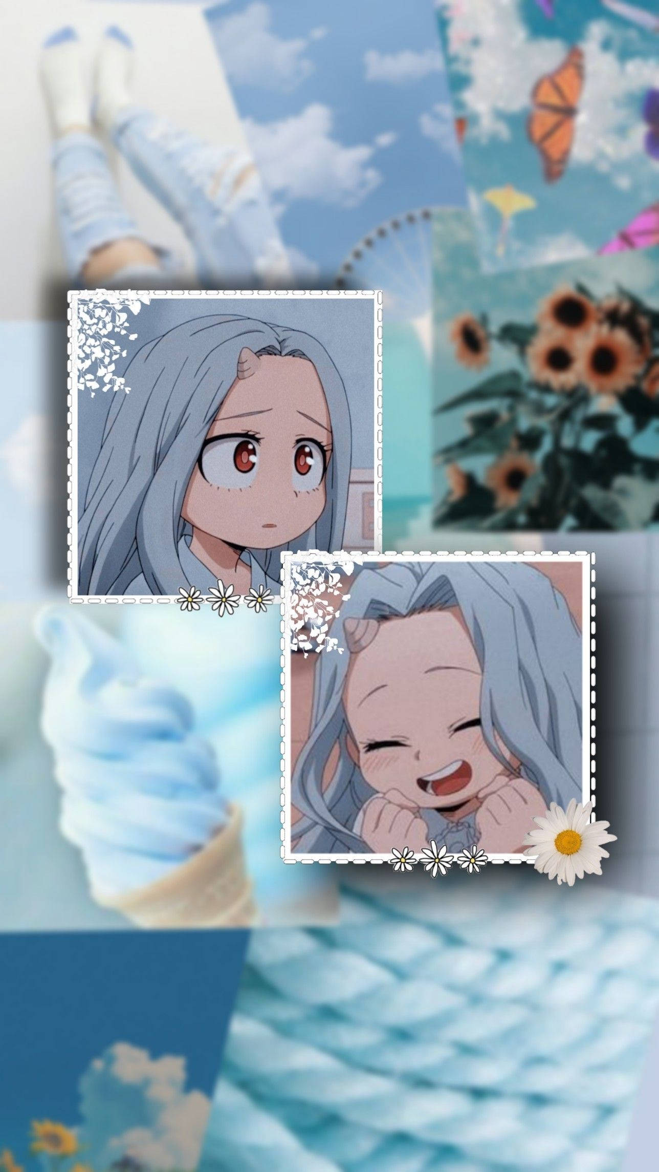 Eri, sunflowers, butterflies, Full HD Phone Wallpaper