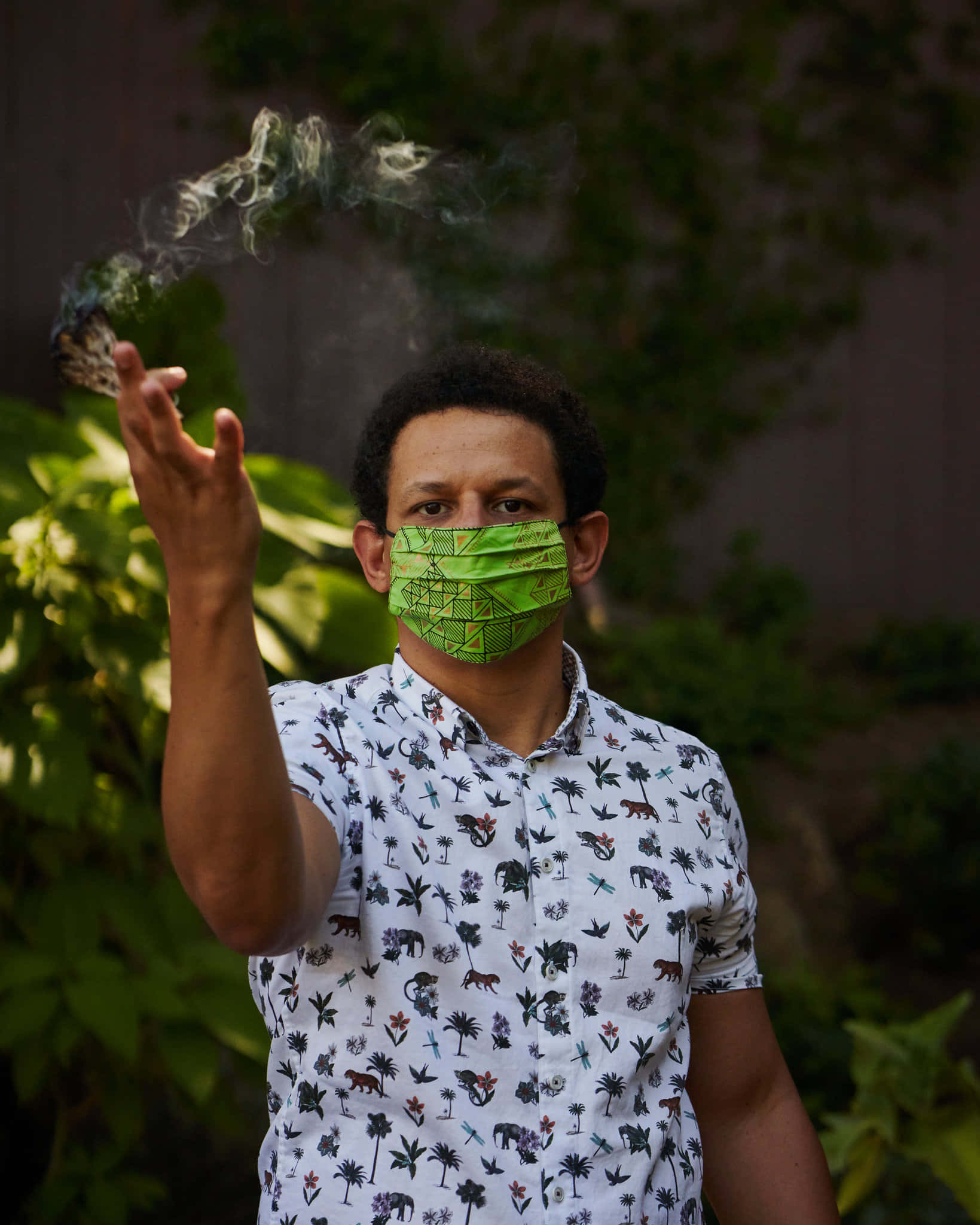 Eric Andre, green mask, smoking cigarette, Full HD Phone Wallpaper