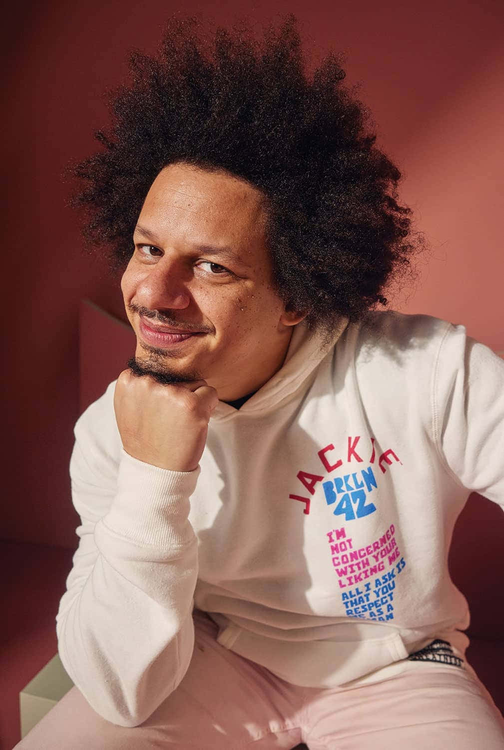 Eric Andre, afro, white hoodie, HD Phone Wallpaper