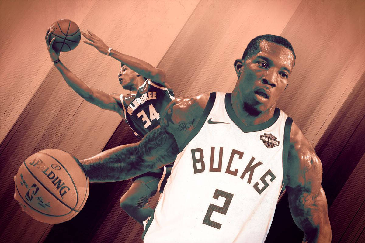 Eric Bledsoe, white Bucks jersey, wooden court, SD Desktop Wallpaper