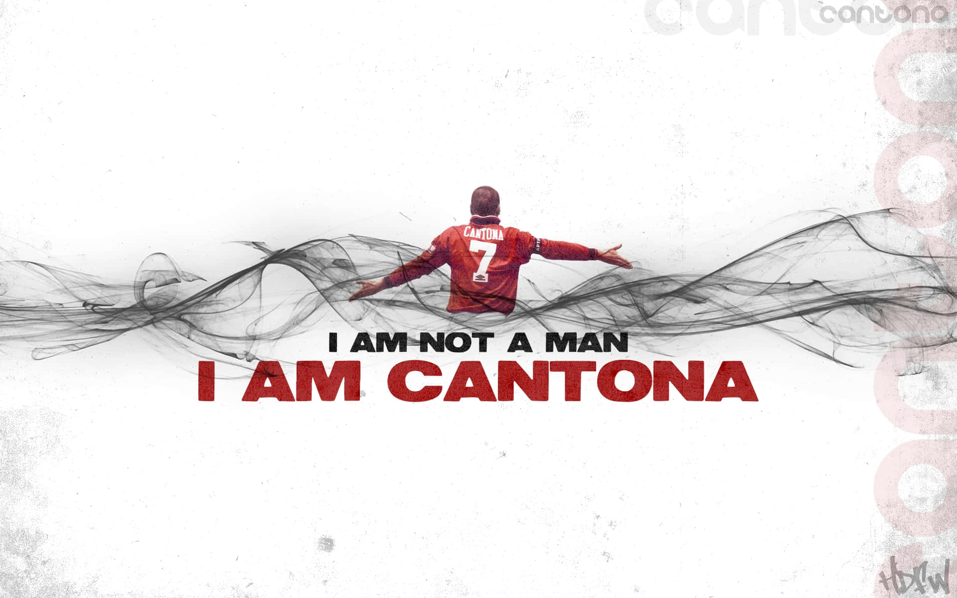 Eric Cantona, red number 7 jersey, black smoke, Full HD Desktop Wallpaper