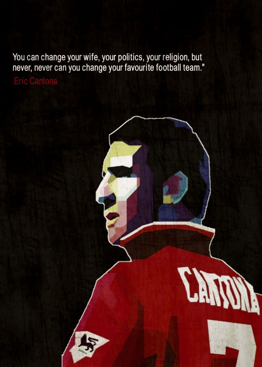 Eric Cantona, red football jersey, dark textured background, SD Phone Wallpaper