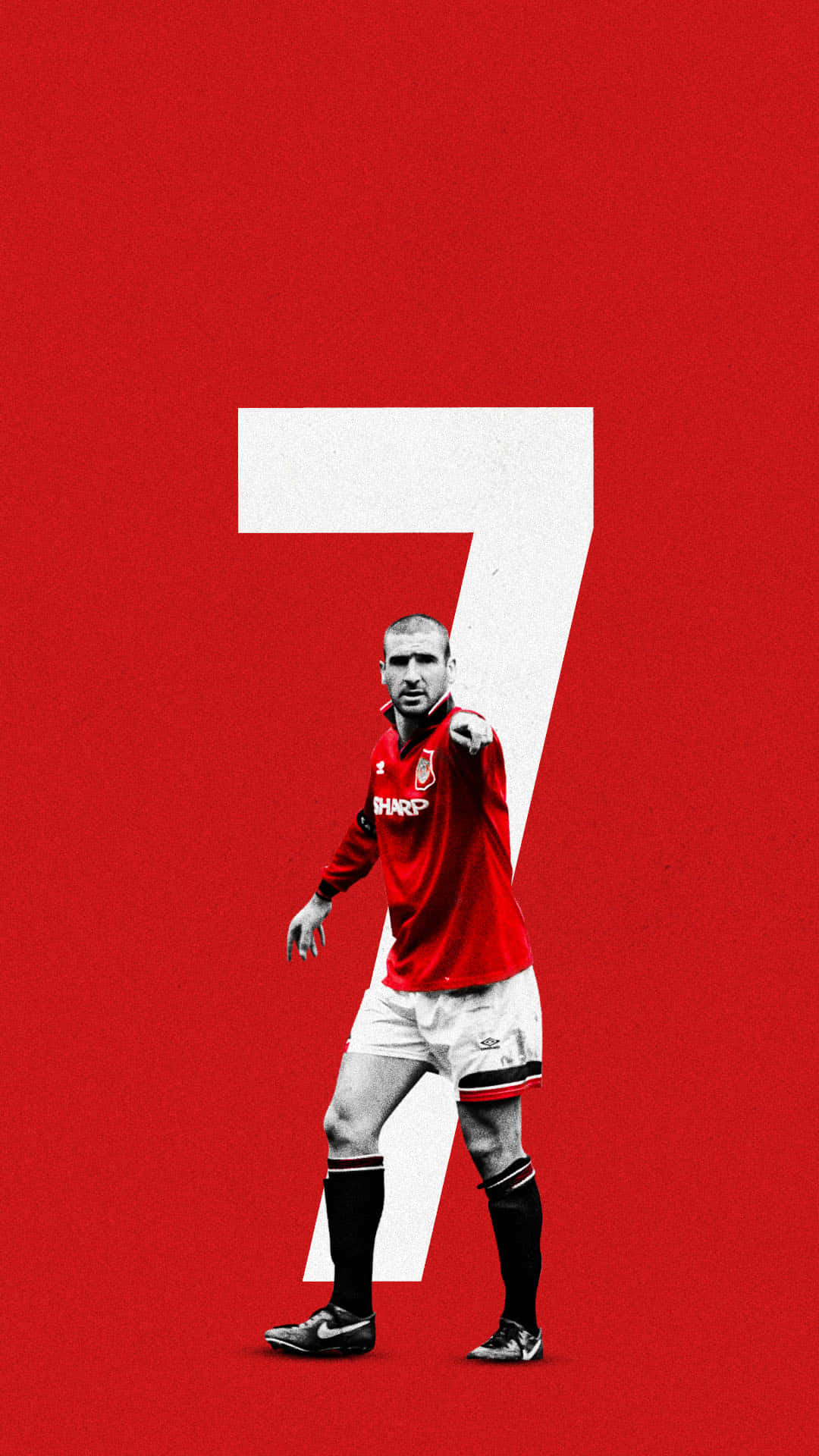 Eric Cantona, number seven, red jersey, Full HD Phone Wallpaper