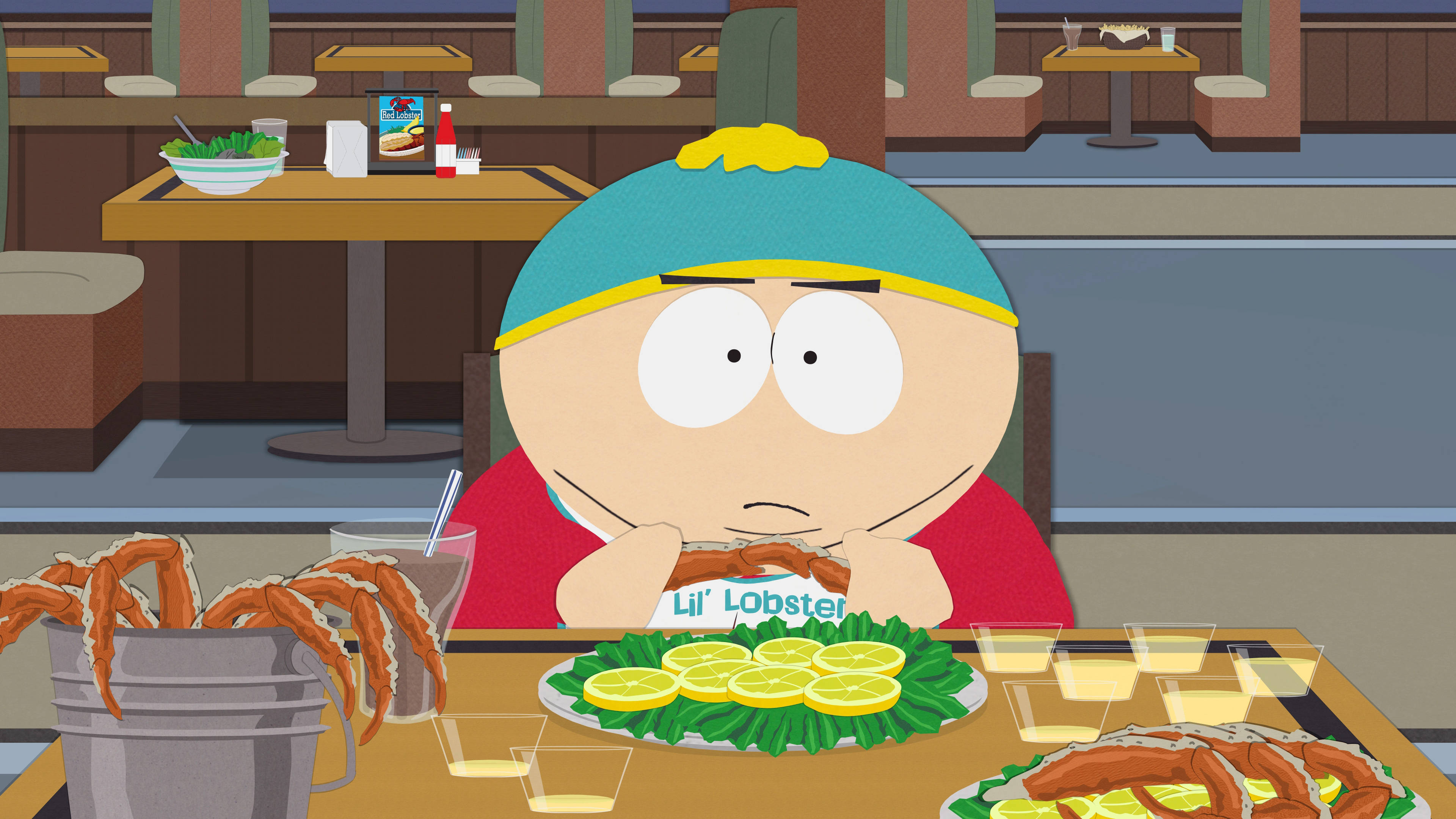 Eric Cartman, blue cap, giant crab legs, 4K Desktop Wallpaper