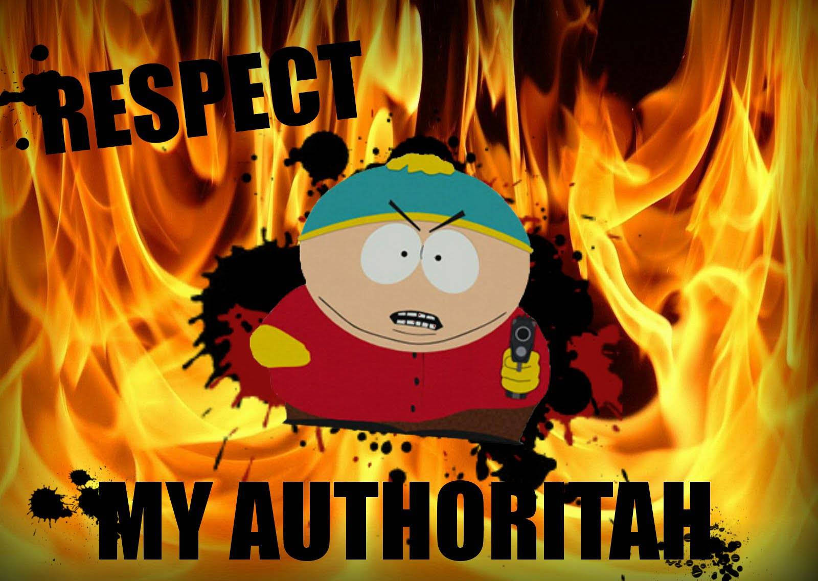 Eric Cartman, Respect My Authoritah, fiery background, HD Desktop Wallpaper