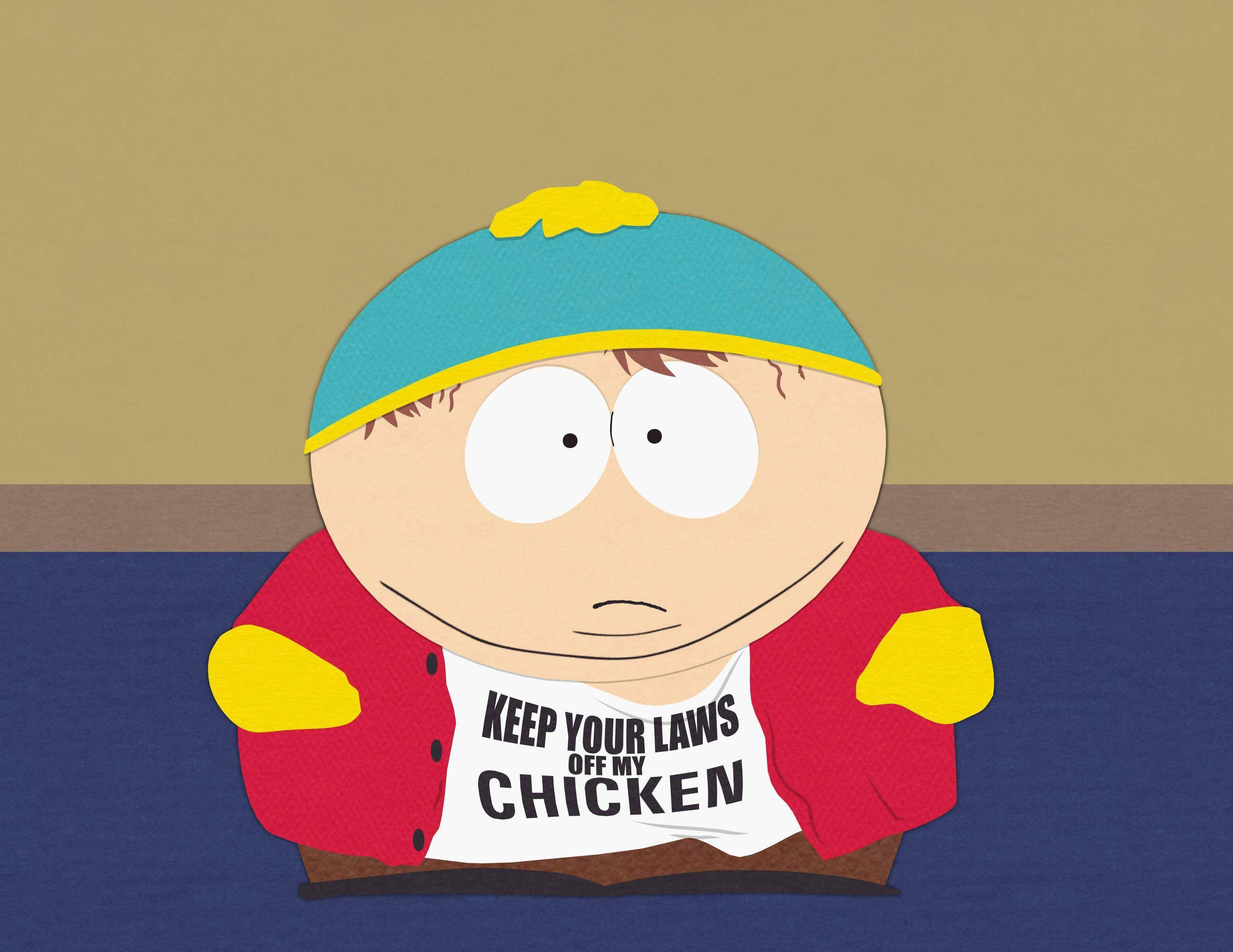 Eric Cartman, blue cap, red jacket, 2K Desktop Wallpaper