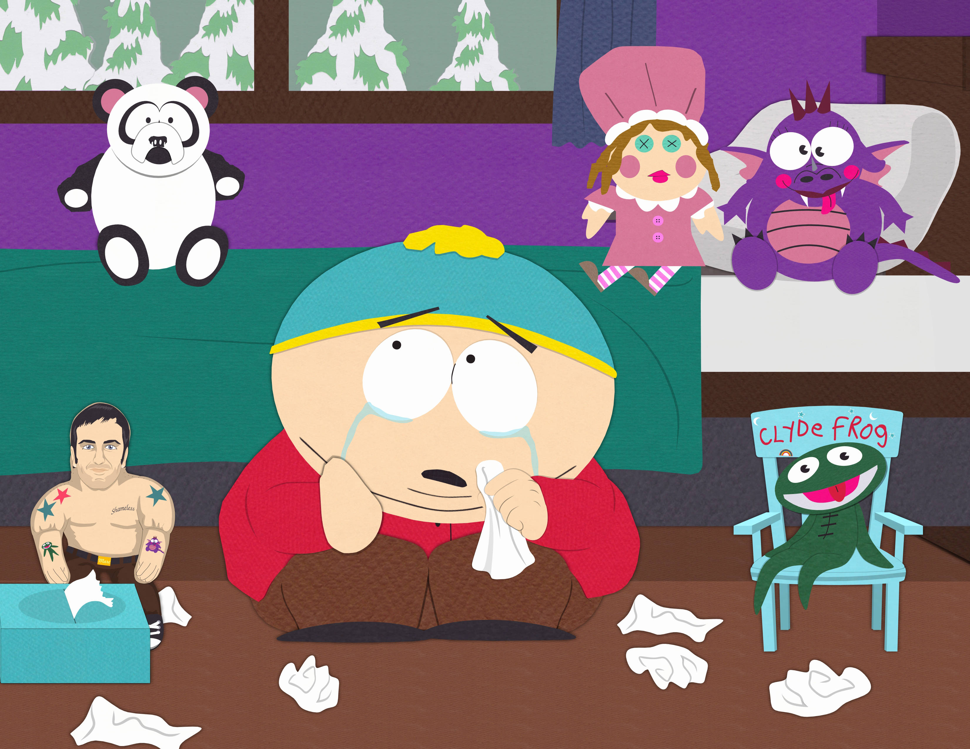 Eric Cartman, red sweater, couch, 2K Desktop Wallpaper