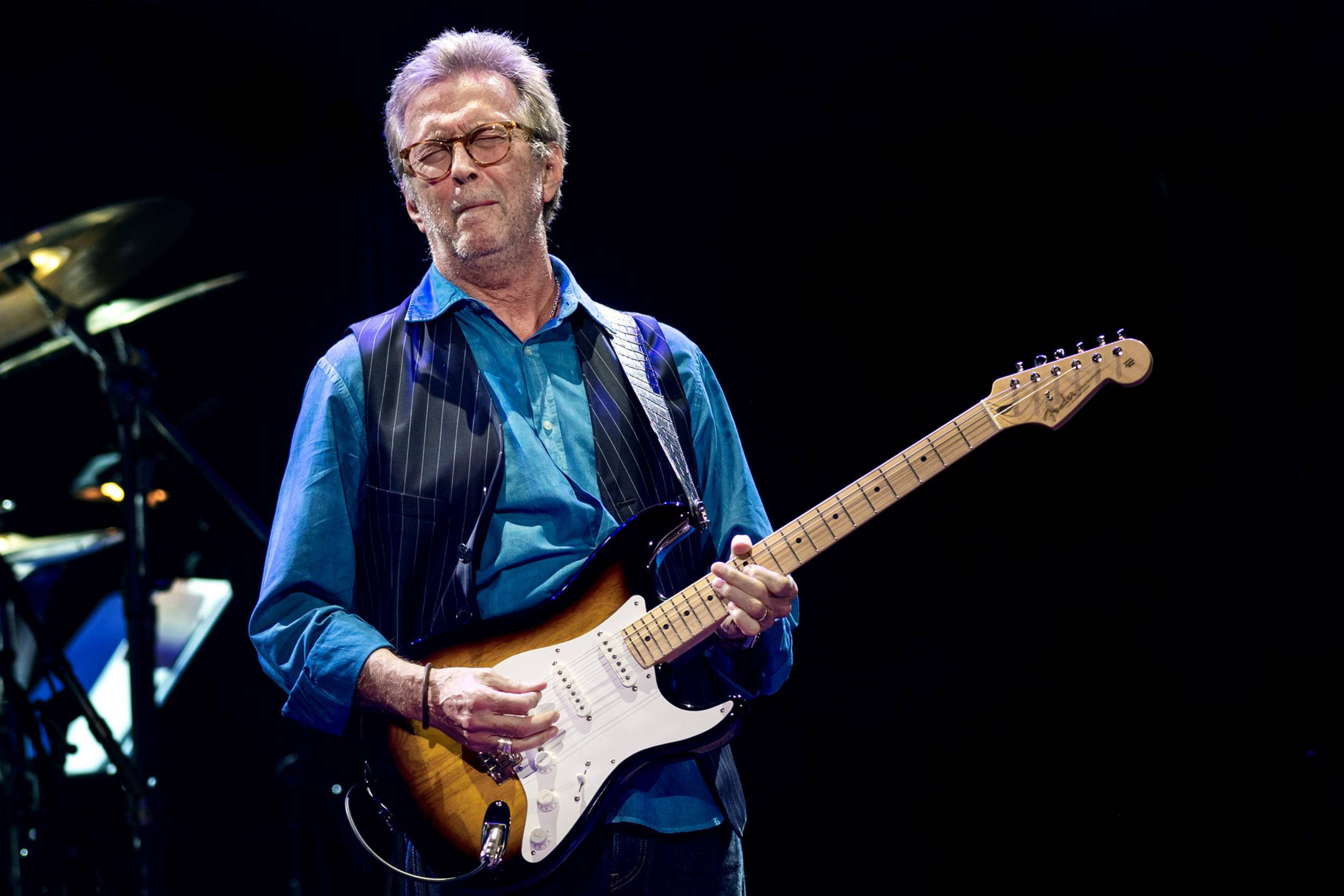 Eric Clapton, signature blue polo, sunburst electric guitar, Full HD Desktop Wallpaper