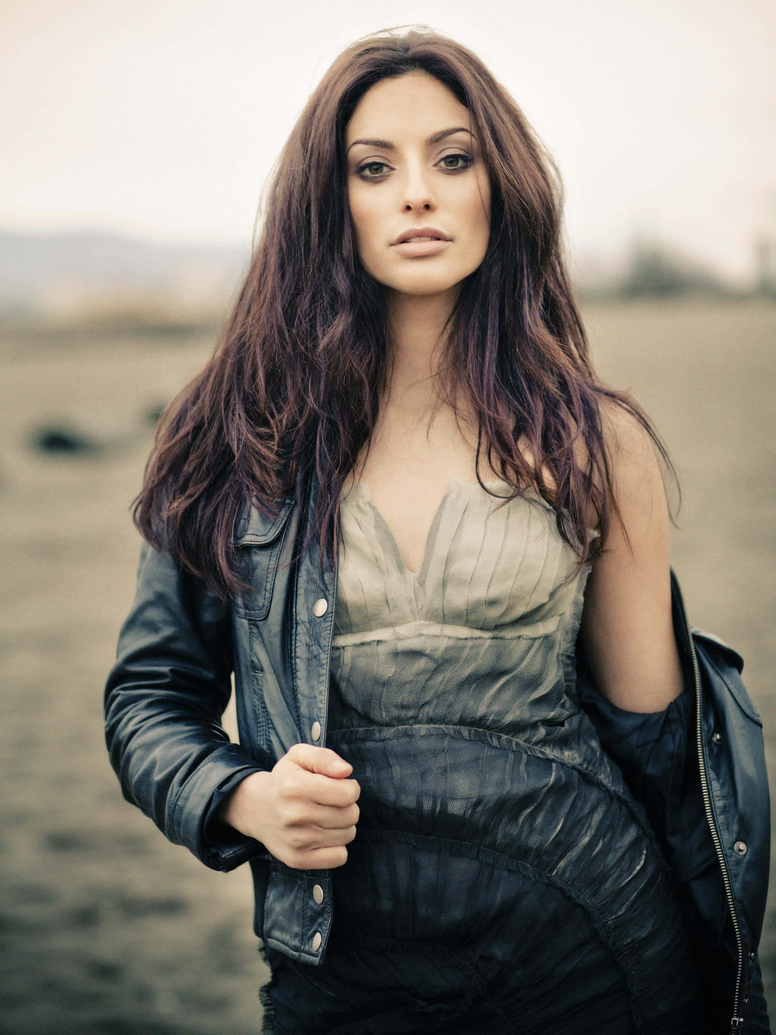 Erica Cerra, beach, long brown hair, 2K Phone Wallpaper