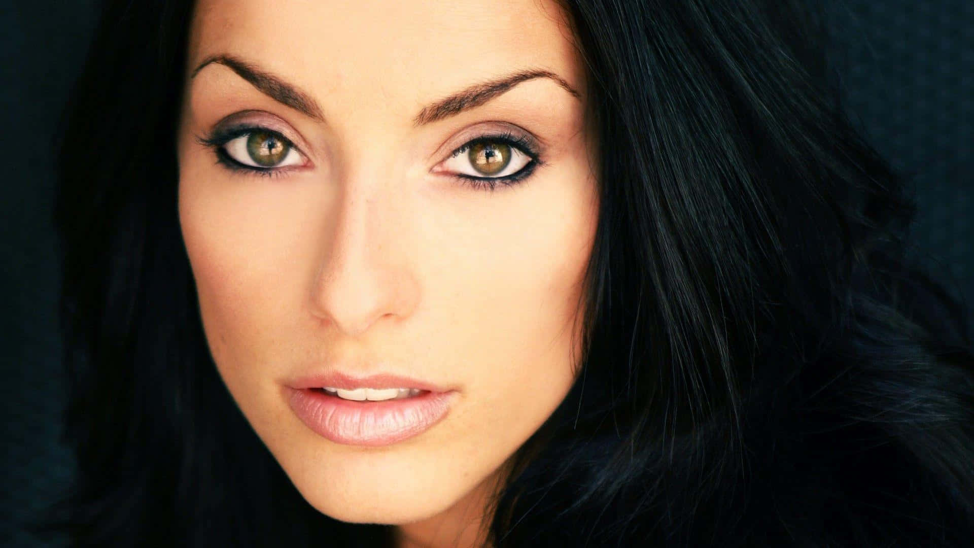Erica Cerra, dark hair, green eyes, Full HD Desktop Wallpaper