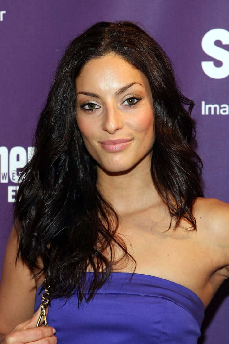 Erica Cerra, royal blue dress, purple event backdrop, SD Phone Wallpaper