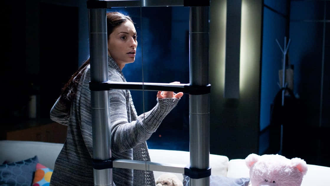 Erica Cerra, gray sweater, metal ladder frame, SD Desktop Wallpaper