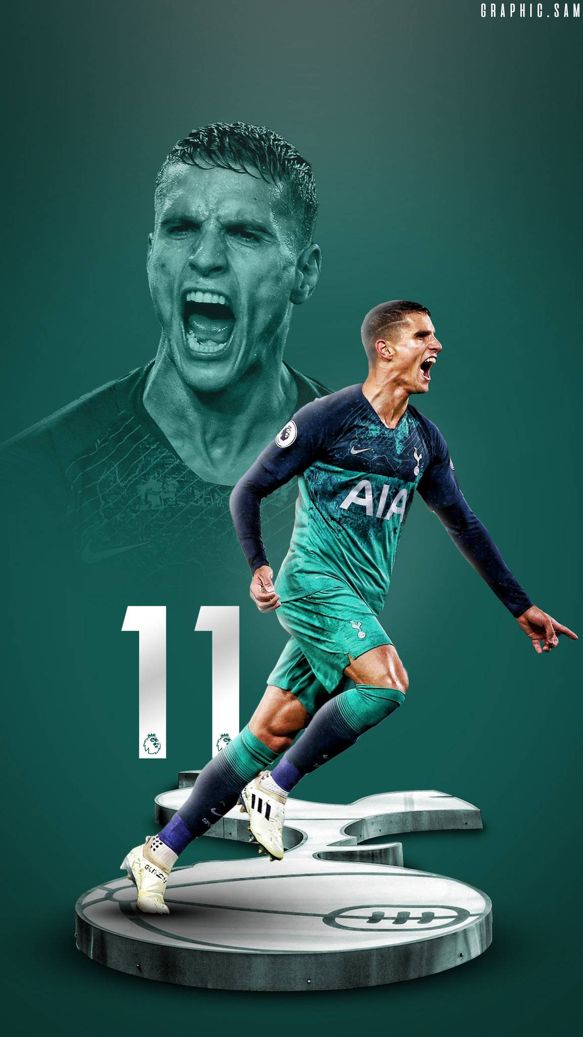 Erik Lamela, green kit, trophy base, Full HD Phone Wallpaper