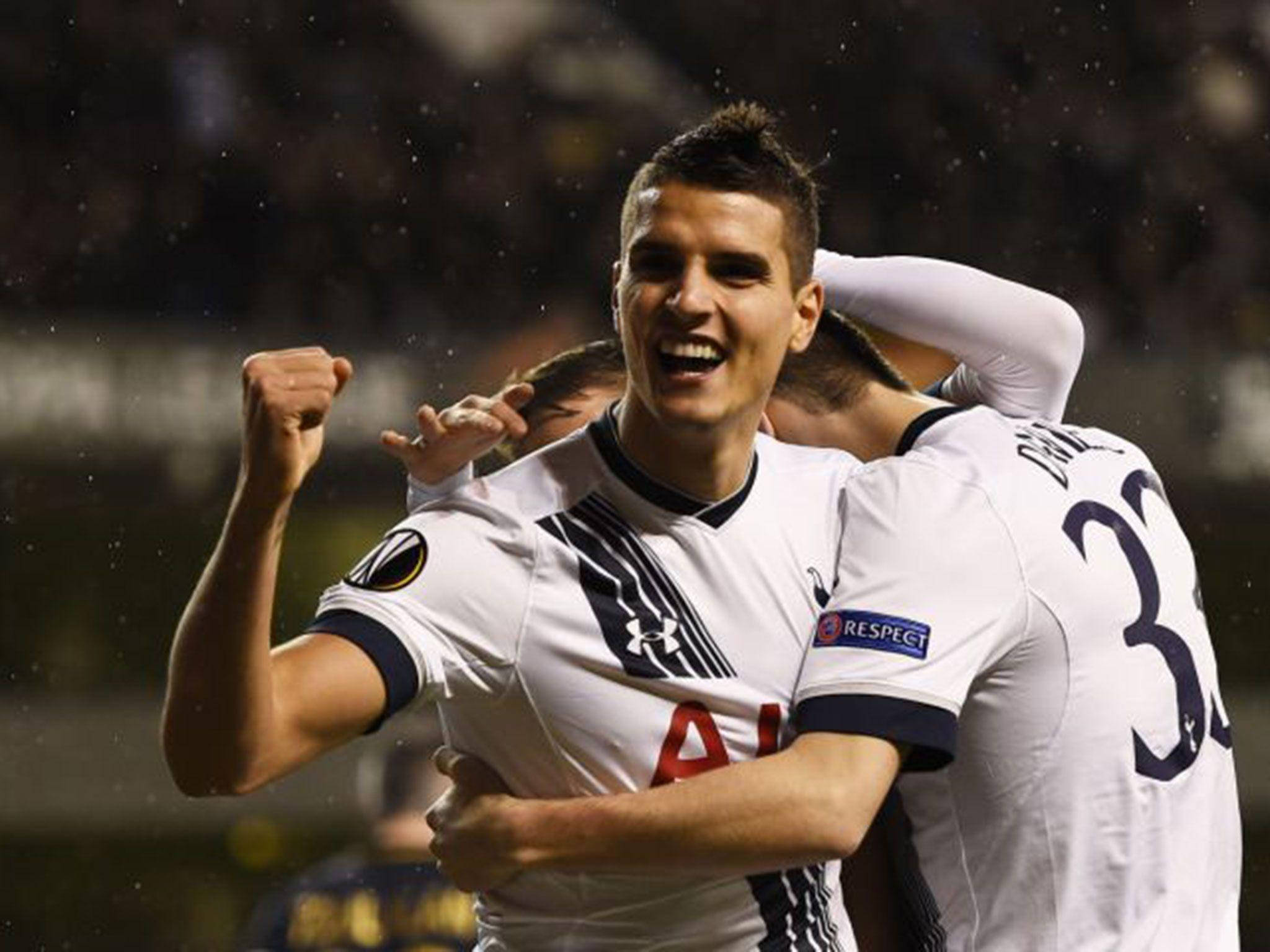 Erik Lamela, white jerseys, stadium lights, Full HD Desktop Wallpaper