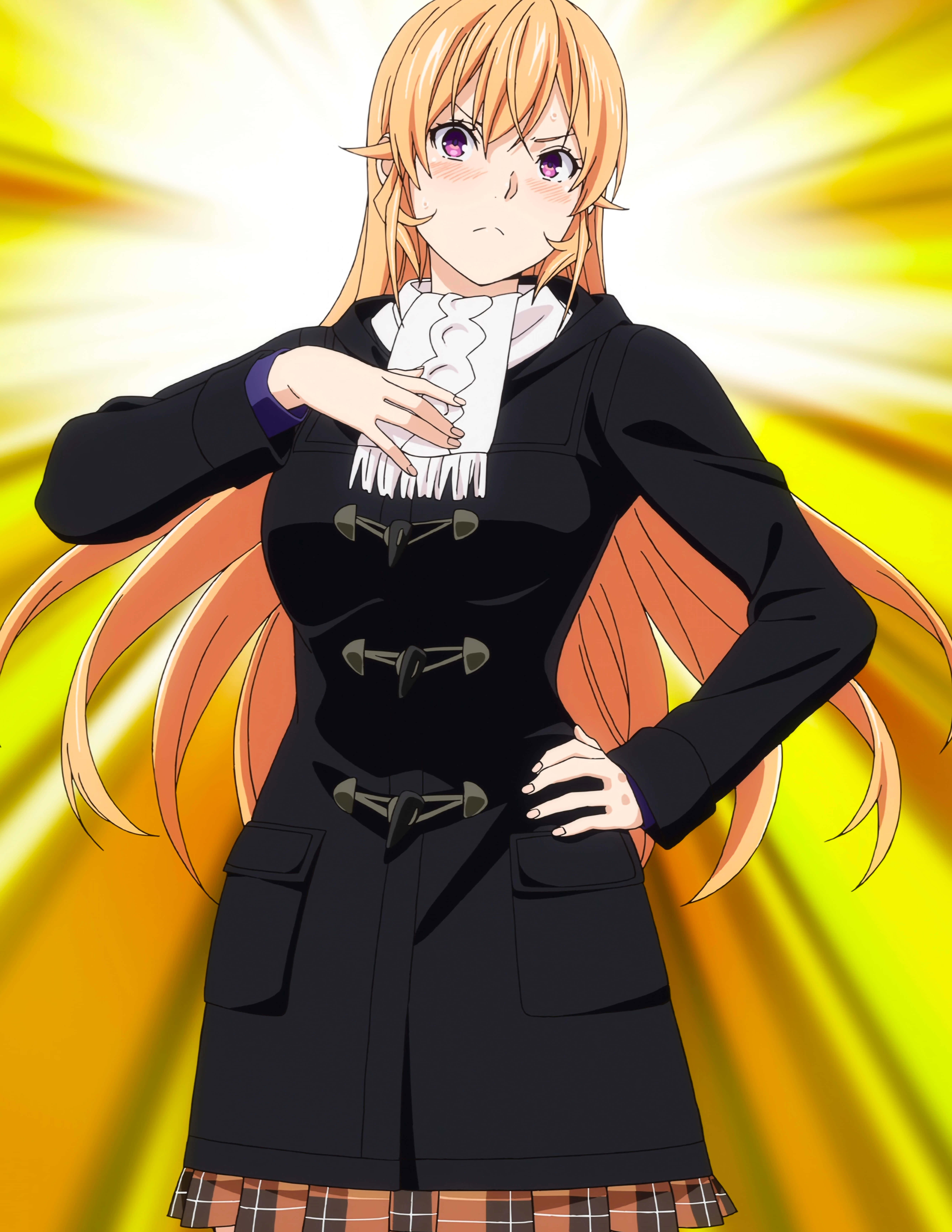 Erina Nakiri, orange hair, purple eyes, 5K Phone Wallpaper