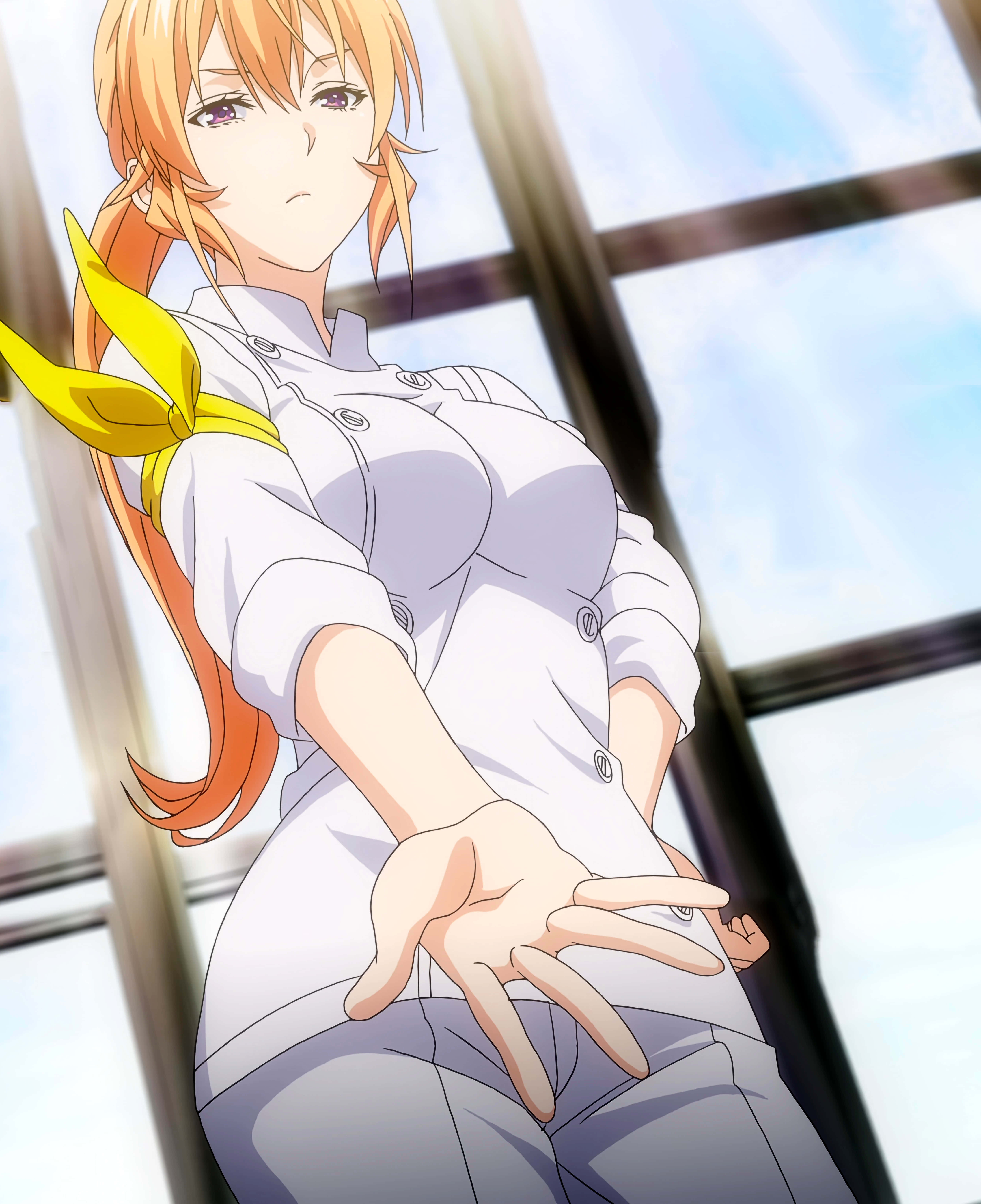 Erina Nakiri, orange hair, yellow scarf, 5K Phone Wallpaper