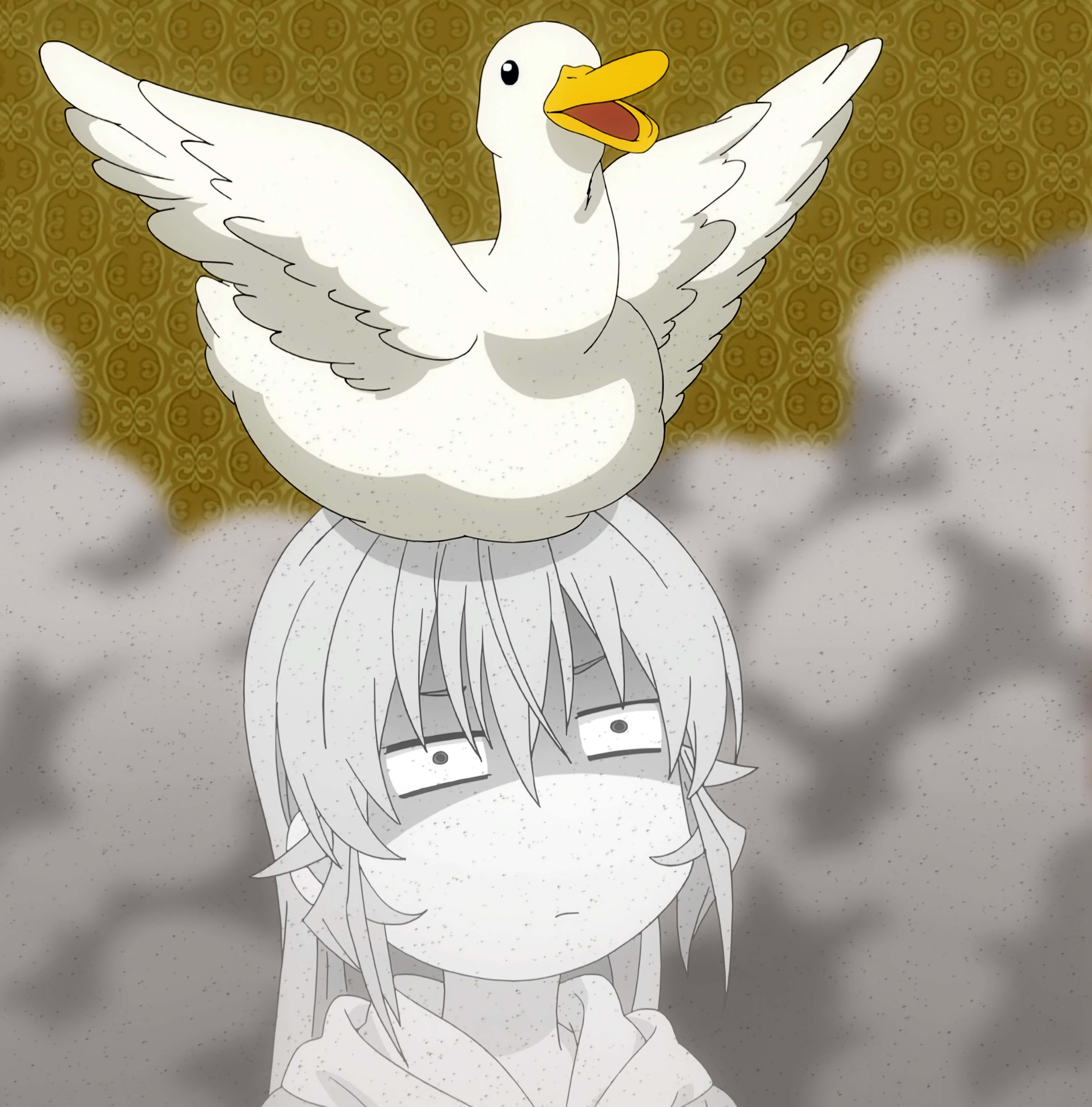 Erina Nakiri, duckon head, white cartoon duck, 5K Phone Wallpaper
