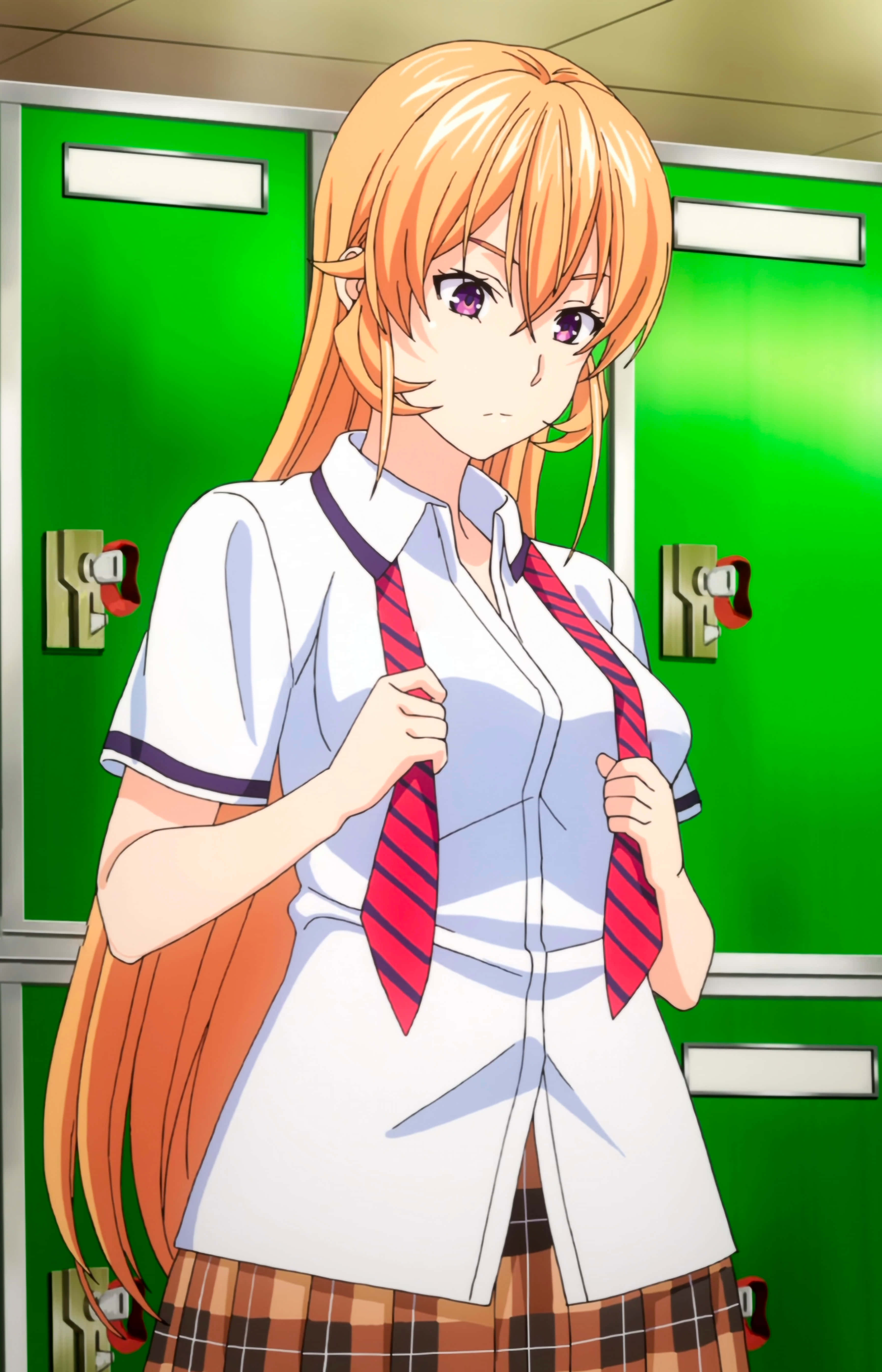 Erina Nakiri, anime schoolgirl, white school uniform, 5K Phone Wallpaper