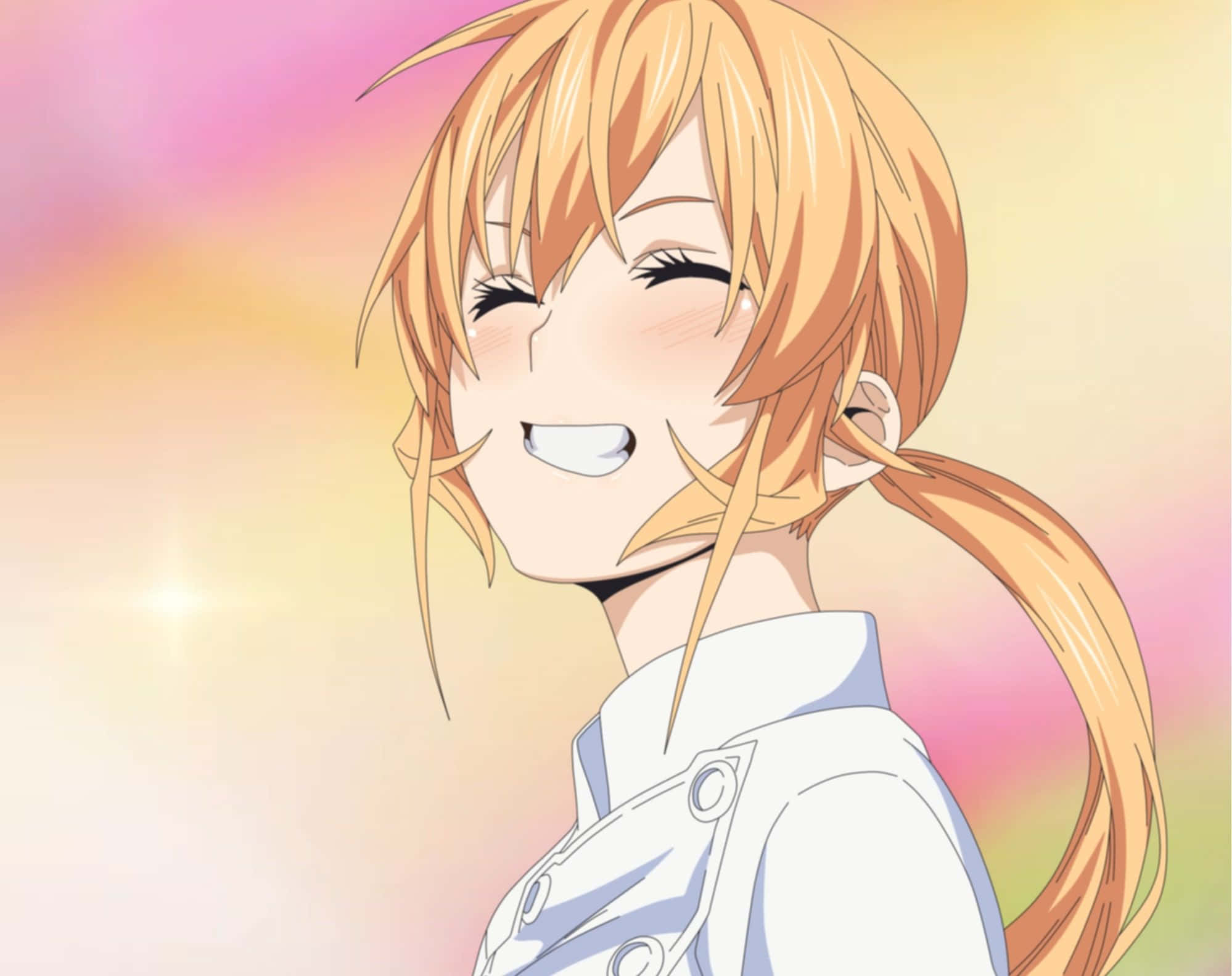 Erina Nakiri, blonde hair, white jacket, Full HD Desktop Wallpaper