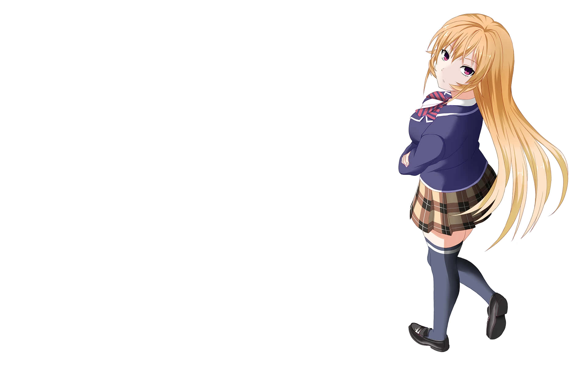 Erina Nakiri, long blonde hair, school uniform, Full HD Desktop Wallpaper