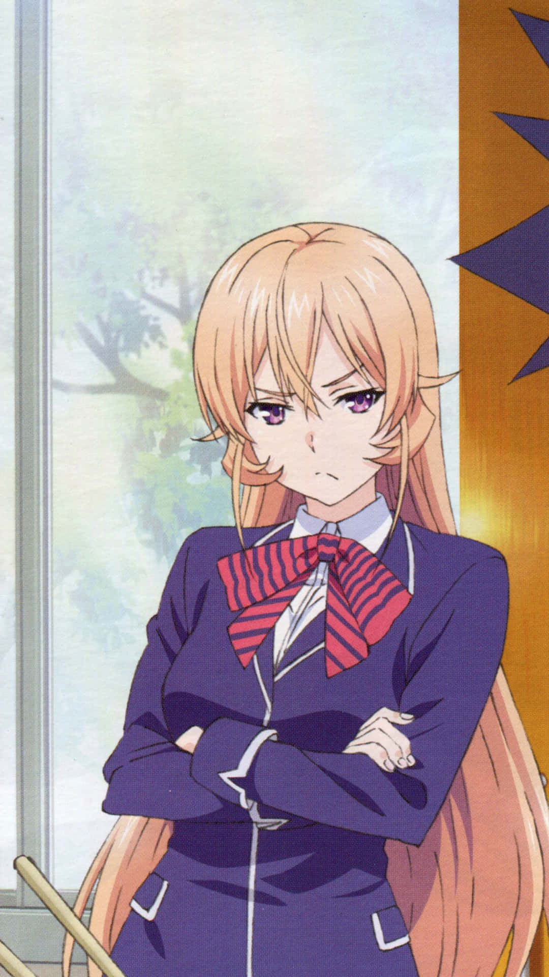 Erina Nakiri, long blonde hair, purple eyes, Full HD Phone Wallpaper