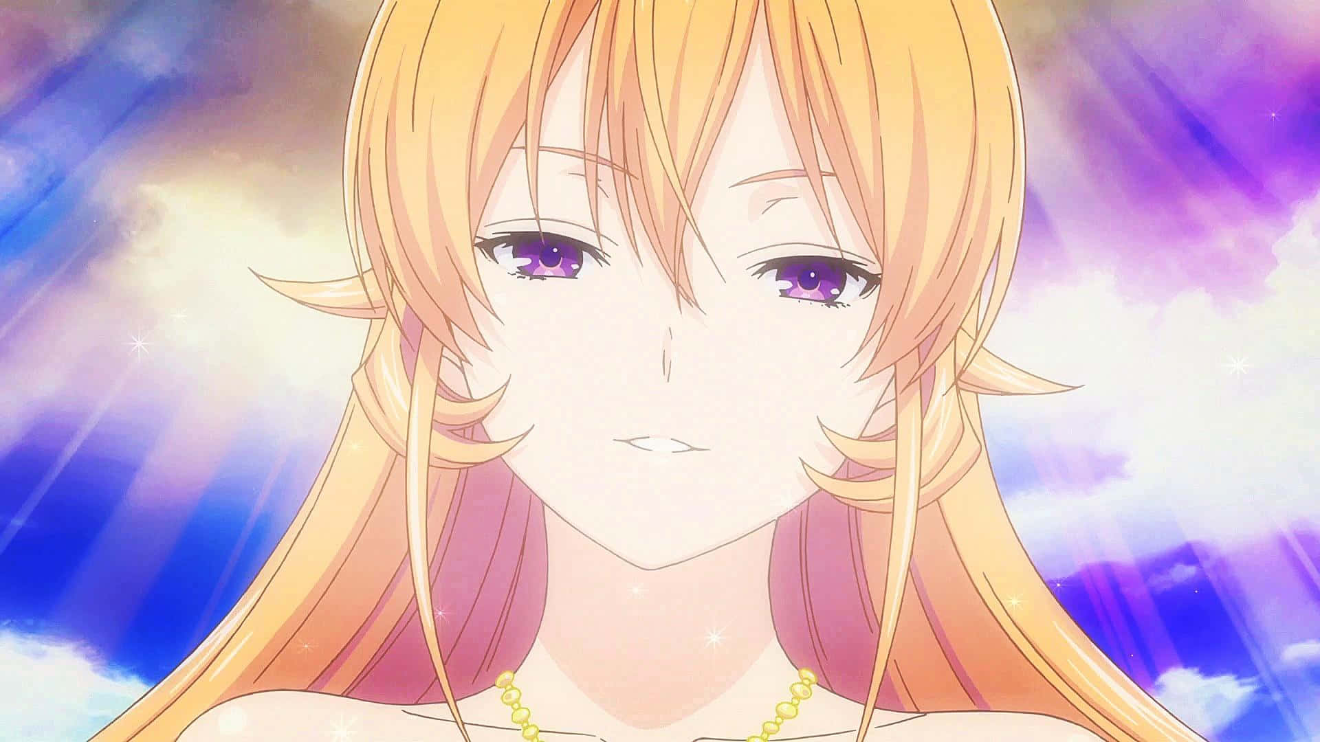 Erina Nakiri, golden hair, purple eyes, Full HD Desktop Wallpaper