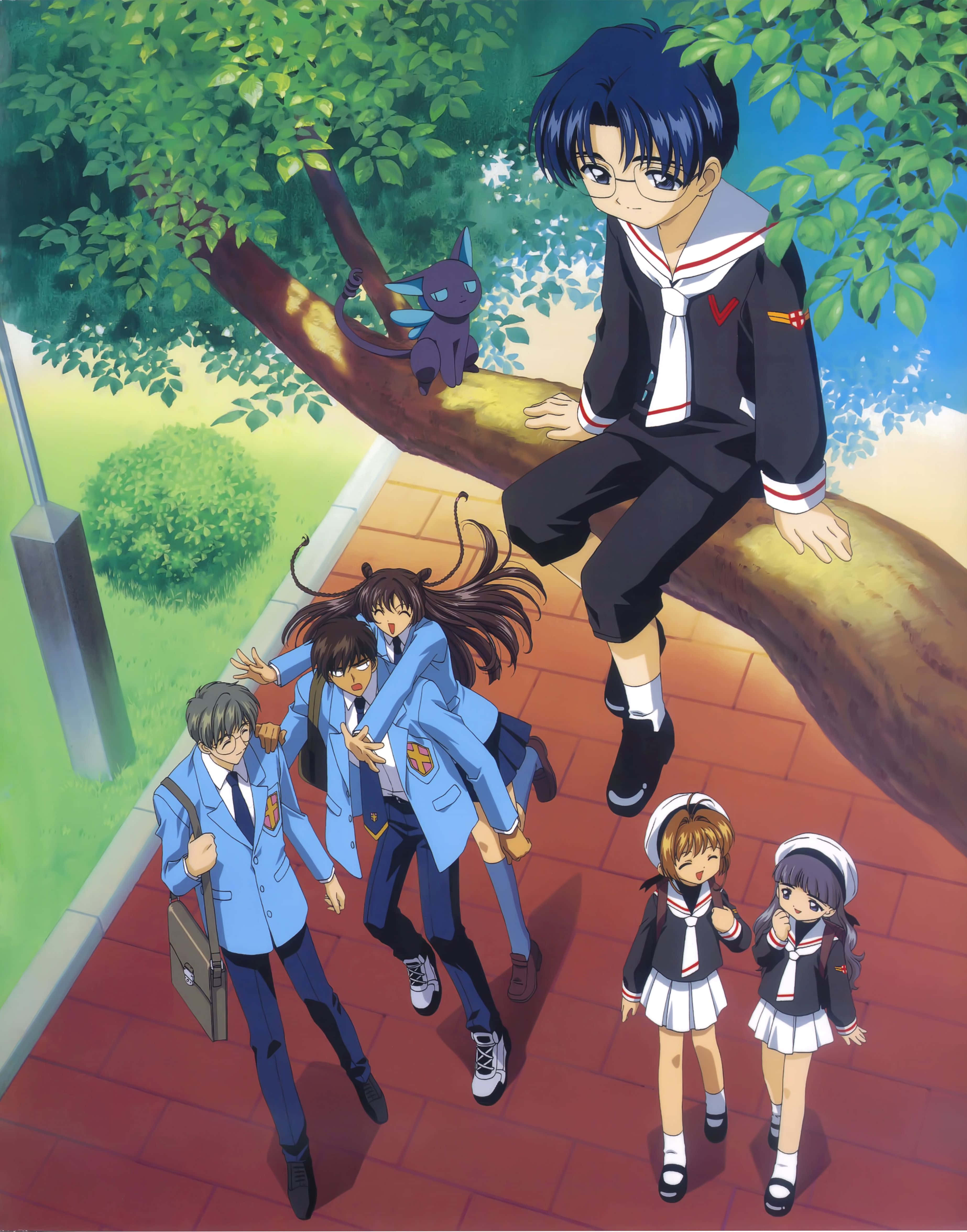 Eriol Hiiragizawa, anime students, school uniforms, 4K Phone Wallpaper
