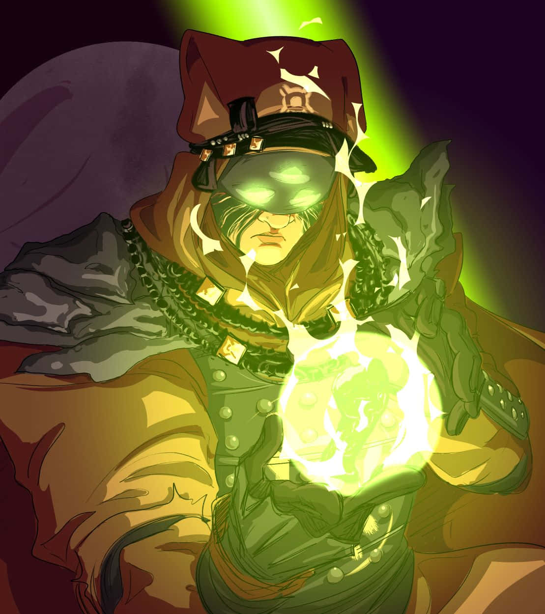 Eris Morn, glowing green orb of energy, military-style uniform, SD Phone Wallpaper