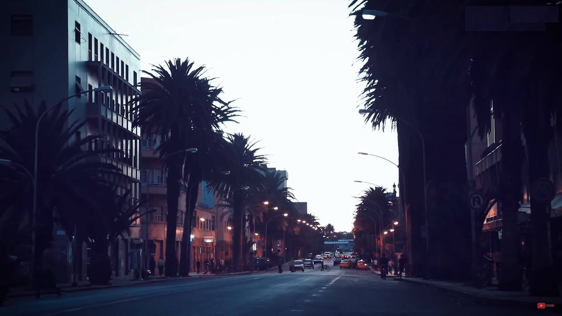 Eritrea, dusk, urban street, Full HD Desktop Wallpaper