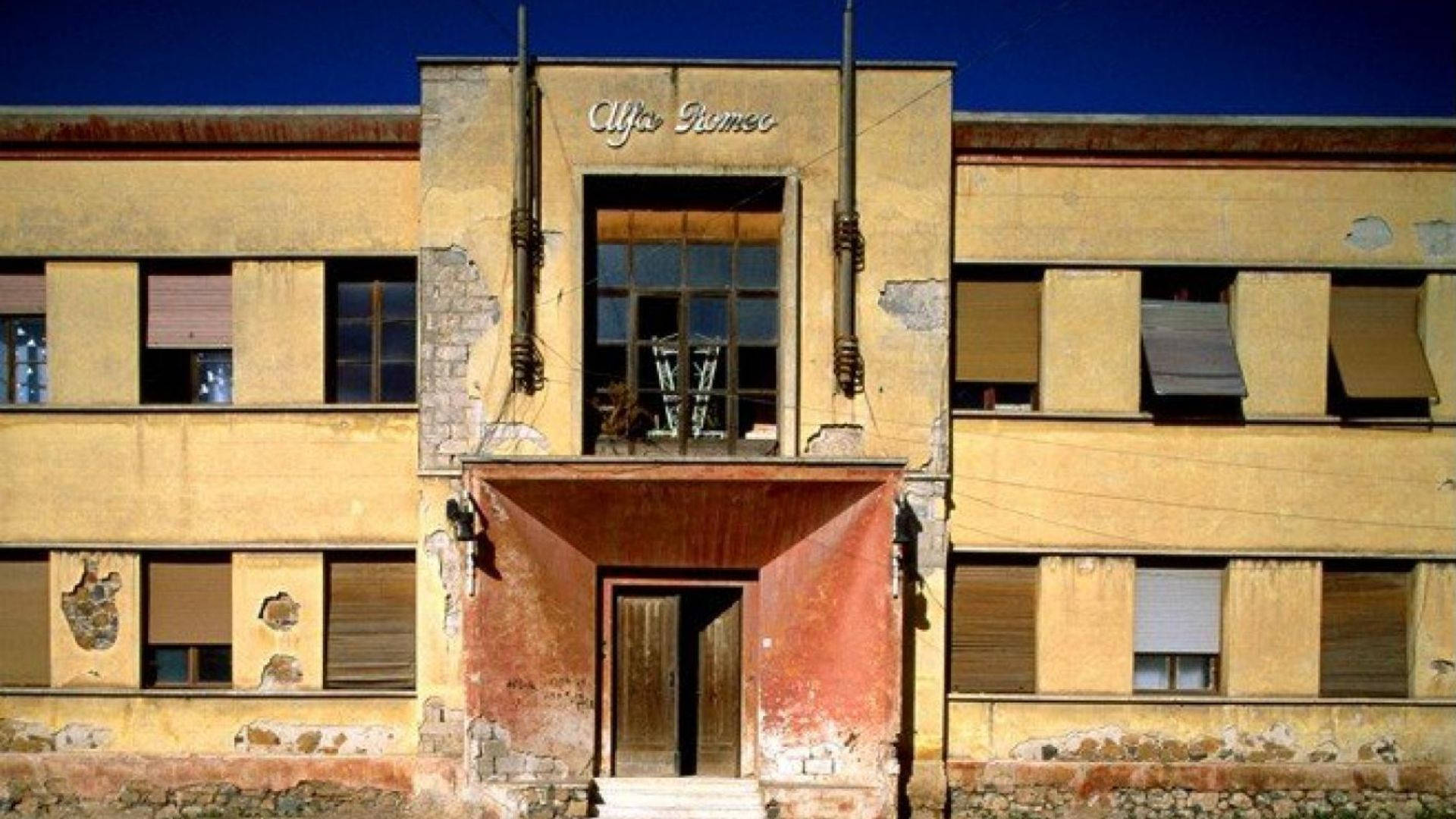 Eritrea, old building, yellow Alfa Romeo factory building, Full HD Desktop Wallpaper