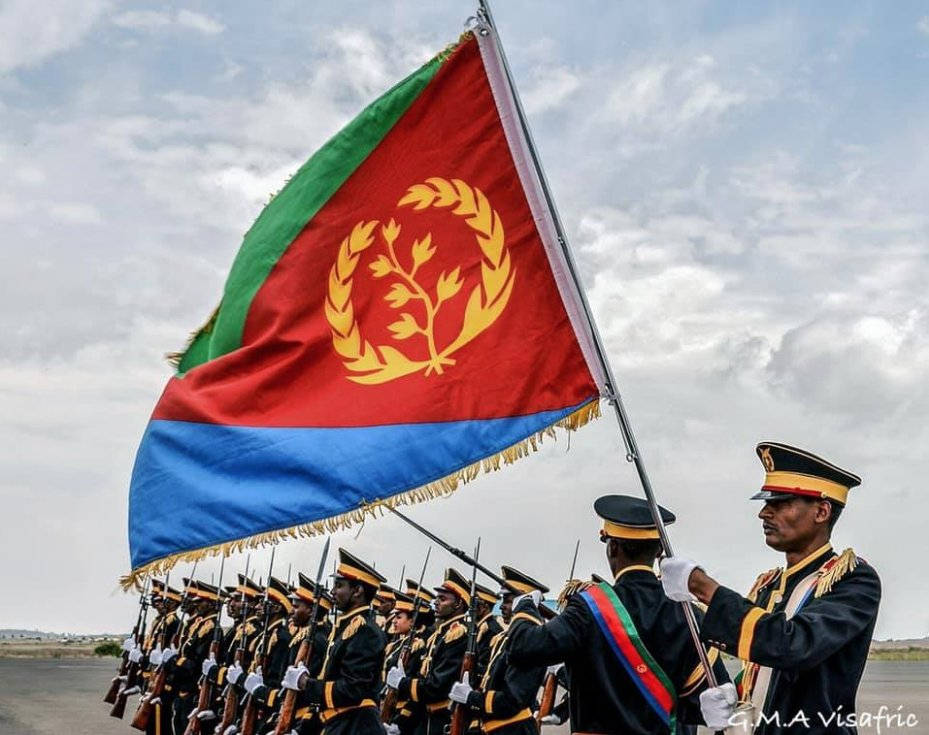 Eritrea flag, honor guard, vibrant Eritrean flag, SD Desktop Wallpaper