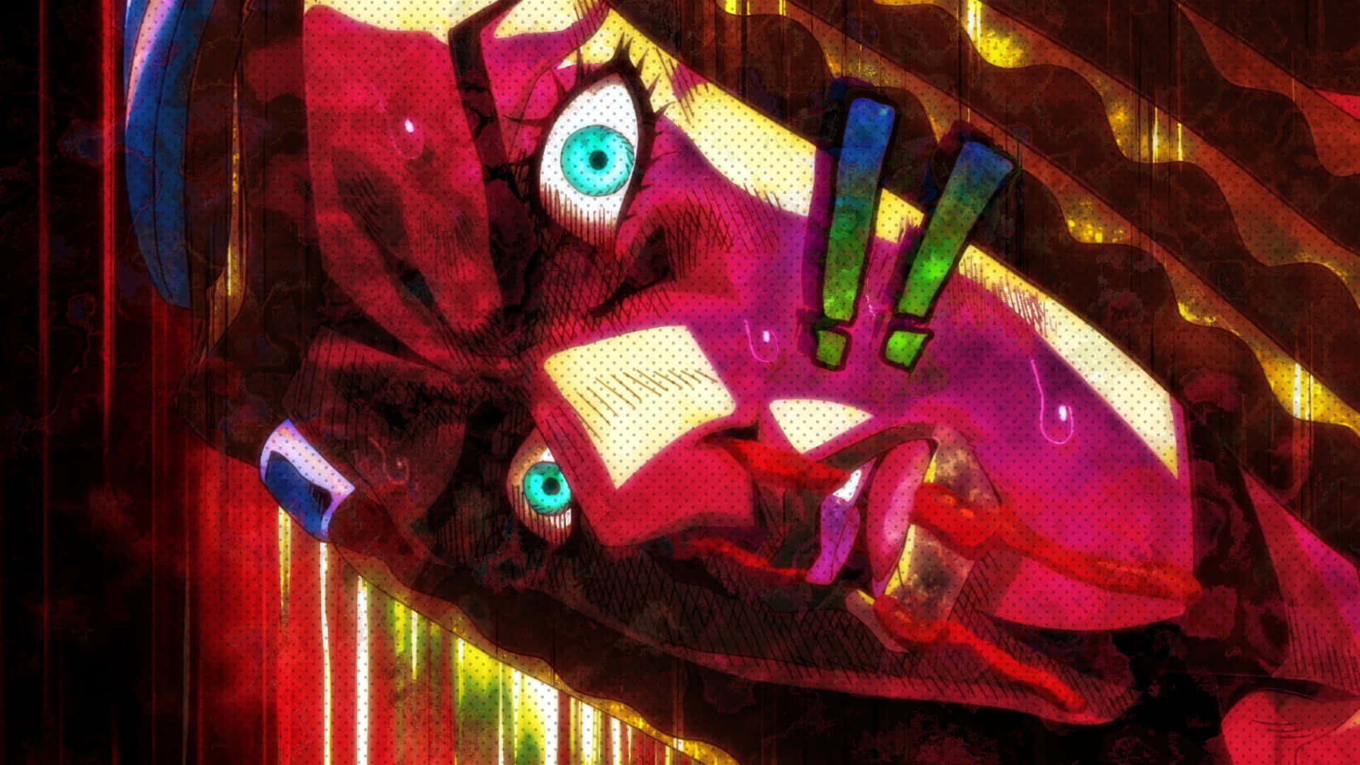 Ermes Costello, glowing blue eyes, vibrant pink skin, Full HD Desktop Wallpaper
